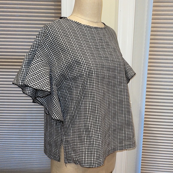 Amy Lou Gingham Ruffle Sleeve Tie Back Top - Picture 5 of 7